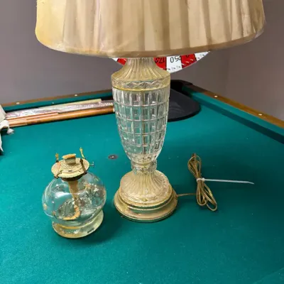 Vintage European Collection 24% Lead Crystal Brass Lamp Yugoslavia 14.5" AND oil lamp base
