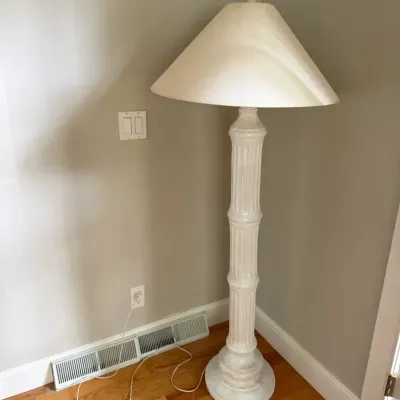 Vintage Floor Lamp in White Matte Gesso Finish - Tall