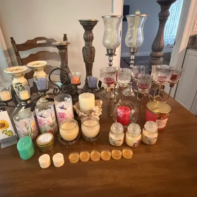 Lot of candles and holders