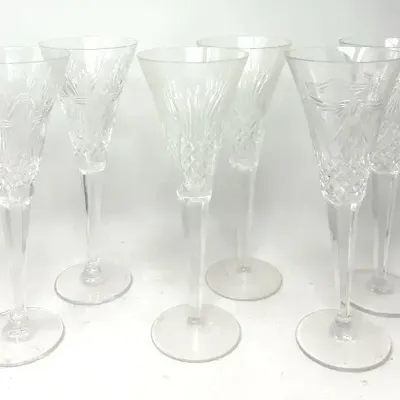 Six Waterford Crystal Millennium Collection Toasting Flutes