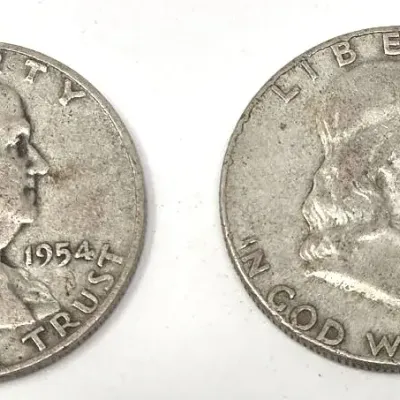 Two U.S. Franklin Half Dollar Coins - 1954/1962  - Denver