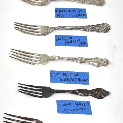 Antique Sterling Forks - Feat. Gorham, Durgin, Wallace Silver & Lunt Silver