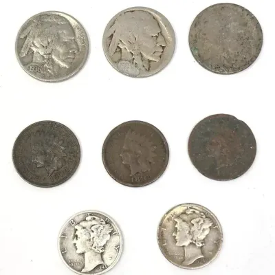 Indian Head Cent Pennies, Buffalo Nickels & Mercury Dimes