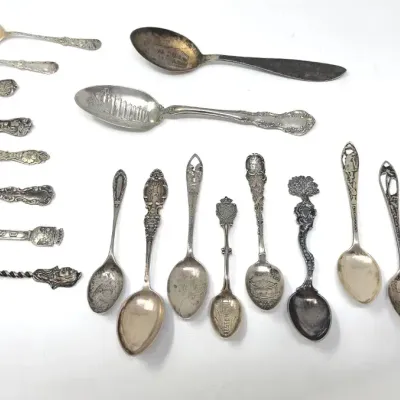 Sterling Silver - Antique And Vintage Souvenir Damitasse And Five O'Clock Spoons