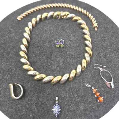 925 Silver Jewelry Odd And Ends - W/ Gems/Stone/Glass