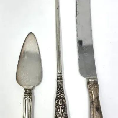 Antique Sterling Handled Serveware And Button Hook - Feat. Lunt & Weidich Silver