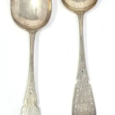 Antique Sterling Serving Spoons - N. & D. O.