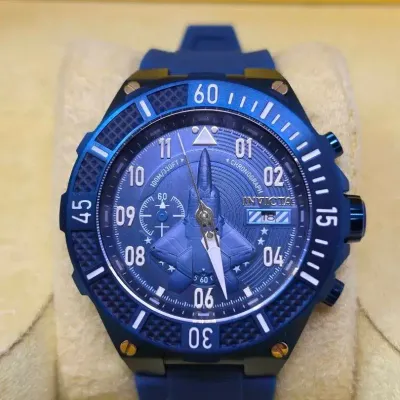 Men's Invicta Aviator 50mm Blue Silcone Quartz Watch