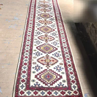 Hand-knotted Kazak Runner Rug - 31"x144"