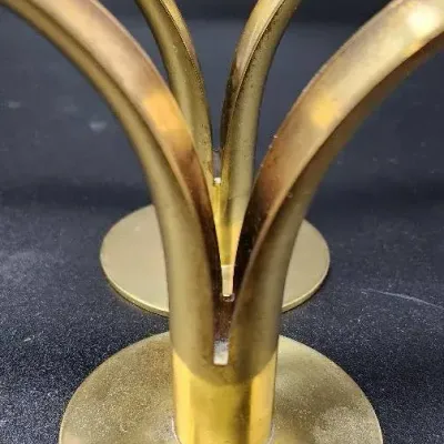 MCM Ibe Konst Ystad Swedish Solid Brass Lily Candle Holders