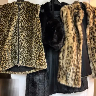 Three Faux Fur Vests 
