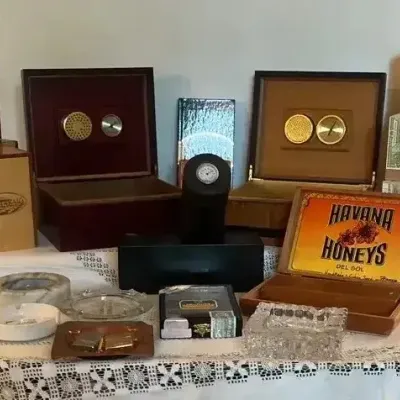 Lot Of Cigar Boxes And Accessories 