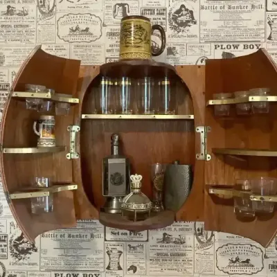 Vintage Wall Hanging Bar With Accessories 