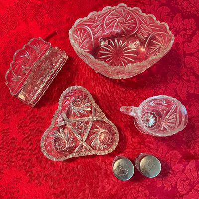 Set of 5 Vintage Anchor Hocking Star of David Tableware Items (DR)