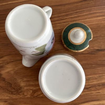Vintage Germer Porcelanas Finas 3-Piece Tea Service Set Iris Pattern Made in Brazil