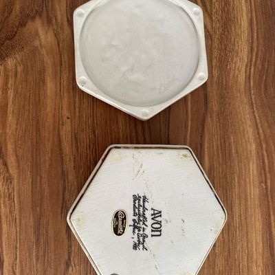 Vintage Avon Ceramic Hexagon Trinket Box Mallard Ducks Scenes 6 Inch