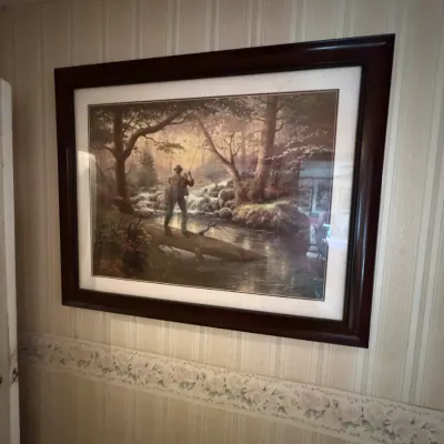 Signed & Numbered Limited Edition Fly Fishing Stream Landscape Print – Framed