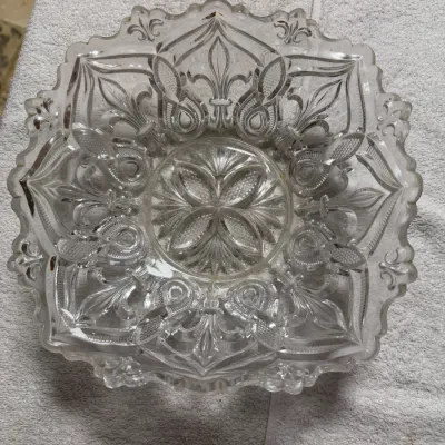 Antique Bryce Higbee Arched Fleur-de-Lis EAPG Pressed Glass Bowl c.1898