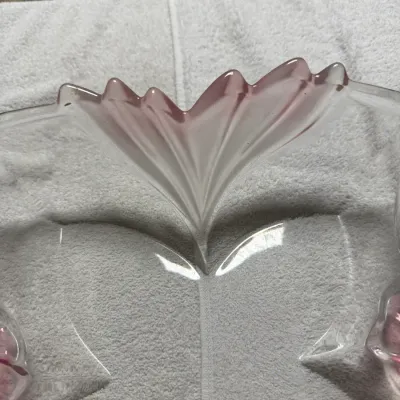 Vintage Mikasa Juliana Pink Tulip Crystal 10" Square Serving Bowl Germany