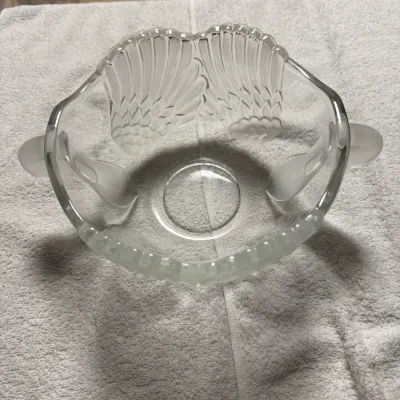 Vintage Mikasa Walther Crystal Double Swan Bowl Frosted Glass West Germany