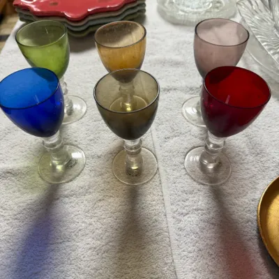 Home Essentials & Beyond Set of 6 Multicolor Blown Glass Wine Goblets – Jewel Tones