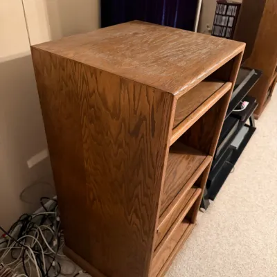 Vintage Oak-Finish Stereo Component Cabinet / Audio Rack – 44" Tall CHOICE #2 (TVR)