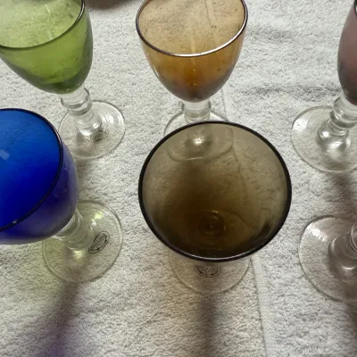 Home Essentials & Beyond Set of 6 Multicolor Blown Glass Wine Goblets – Jewel Tones