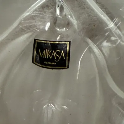 Vintage Mikasa Tulips Satin Crystal 2-Tier Serving Tray – Germany – Gold-Tone Handle
