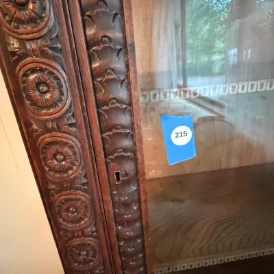 Antique Renaissance Revival Carved Wood Glass Display Cabinet / Bookcase DR