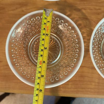 White Opalescent Hobnail Glass Bowls – Set of 4