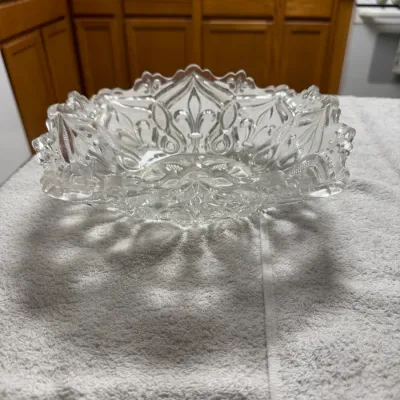 Antique Bryce Higbee Arched Fleur-de-Lis EAPG Pressed Glass Bowl c.1898