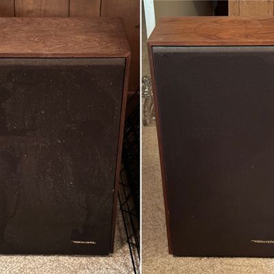 Realistic Speaker Pair – Oiled Walnut Veneer Cabinets – Untested (A Den)