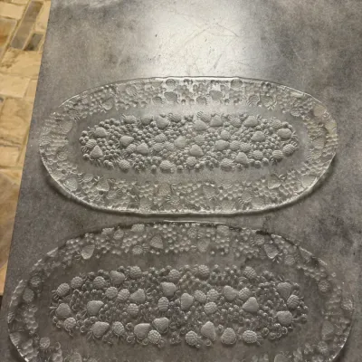 Pair Vintage Mikasa Strawberry Fare Crystal 16" Canapé Serving Trays – 1980s