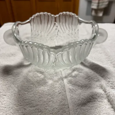 Vintage Mikasa Walther Crystal Double Swan Bowl Frosted Glass West Germany