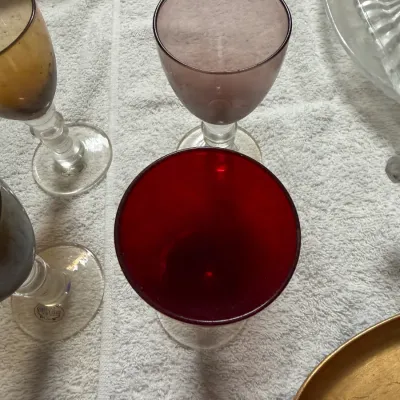 Home Essentials & Beyond Set of 6 Multicolor Blown Glass Wine Goblets – Jewel Tones