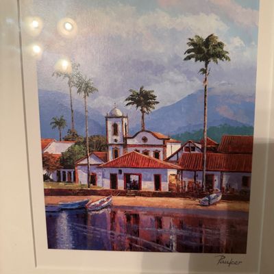 Alex Pauker “Reflections” Framed Seriolithograph – Tropical Waterfront Village