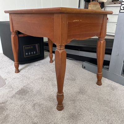 Vintage Solid Wood Coffee Table Accent Bench Rectangular Side Table Turned Legs
