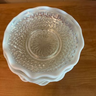 Anchor Hocking Moonstone White Opalescent Ruffled Bowls – Lot of 8