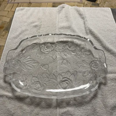 Vintage Studio Nova by Mikasa Winter Rose Crystal Oblong Serving Tray WY051