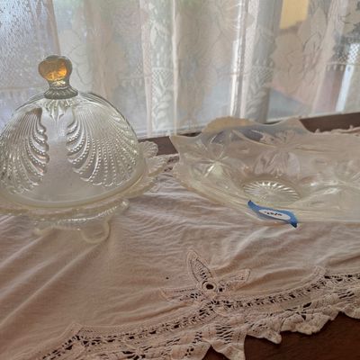 Two opalescent serving pieces-DR