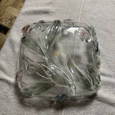 Vintage Mikasa Tivoli Germany Crystal Square Divided Serving Dish – 3D Tulips