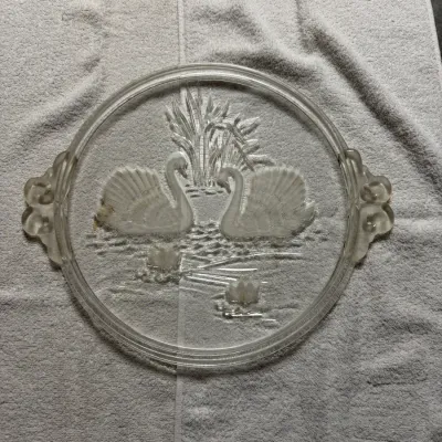 Vintage Mikasa Walther-Glas Schwanensee Swan Lake Crystal Cake Plate Platter – West Germany