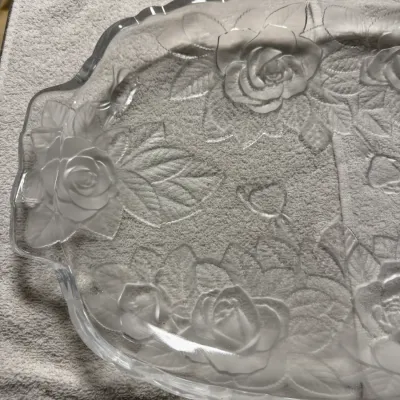 Vintage Studio Nova by Mikasa Winter Rose Crystal Oblong Serving Tray WY051