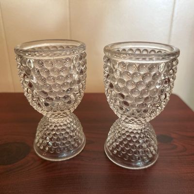 Pair of Clear Hobnail Glass Double Egg Cups.