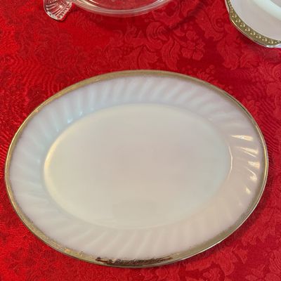 Lot of 5 Fire King Serving Pieces- (DR)