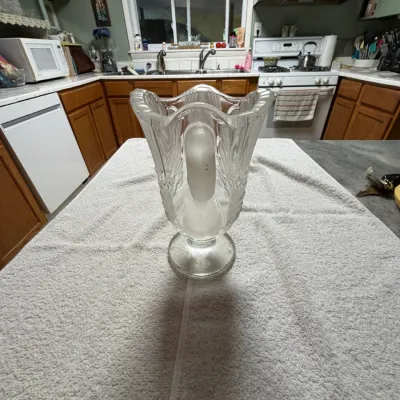 Vintage Mikasa Walther Crystal Swan Pitcher Vase – West Germany – 8"