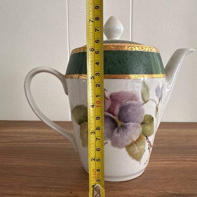 Vintage Germer Porcelanas Finas 3-Piece Tea Service Set Iris Pattern Made in Brazil