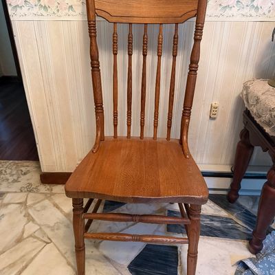 Vintage Pressback Spindle Dining Chair-F