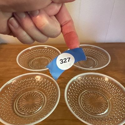 White Opalescent Hobnail Glass Bowls – Set of 4