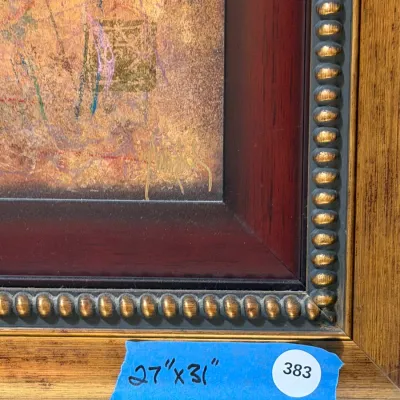 Signed “Alet” Mixed Media Style Portrait of Woman – Ornate Framed Figurative Art, 31" x 27" (LR)